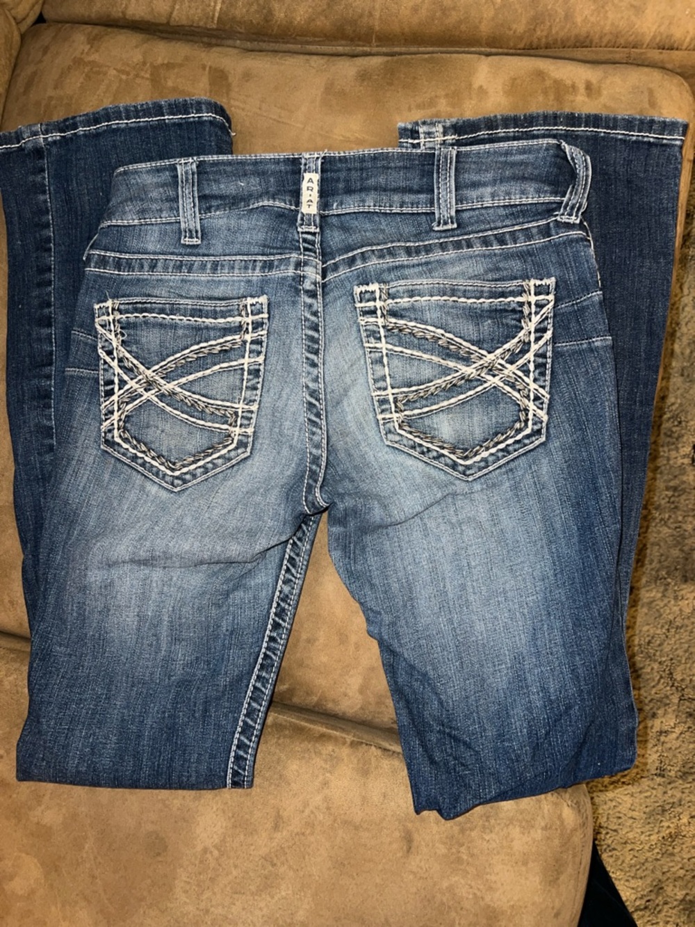 Ariat Faded Blue Bootcut Jeans with White Contrast Stitching
